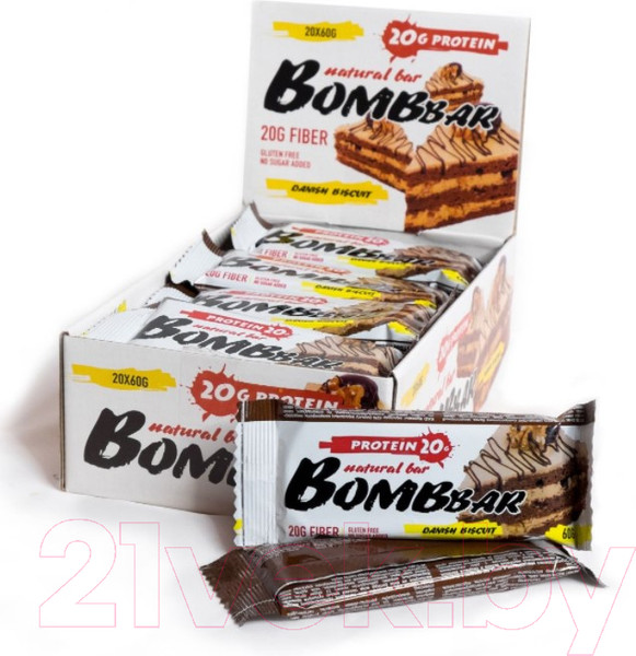 Изображение товара Набор протеиновых батончиков Bombbar Датский бисквит (20x60г)