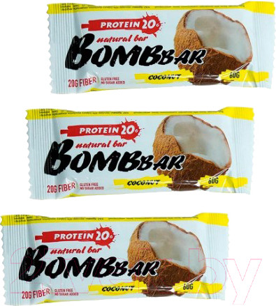 Изображение товара Набор протеиновых батончиков Bombbar Кокос (20x60г)