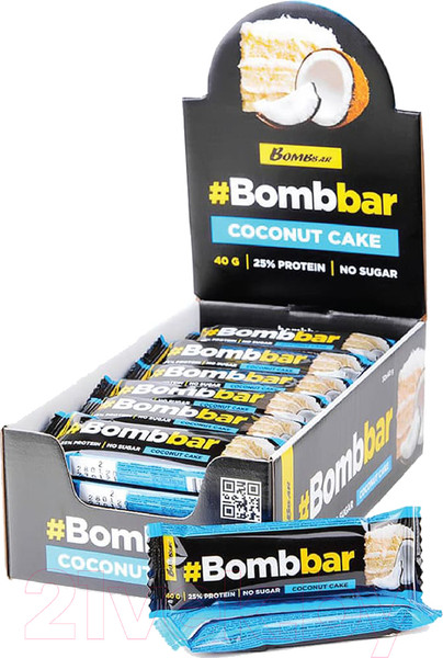 Изображение товара Набор протеиновых батончиков Bombbar Кокосовый торт (30x40г)