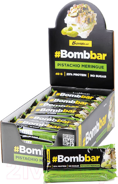 Изображение товара Набор протеиновых батончиков Bombbar Фисташковая меренга (30x40г)