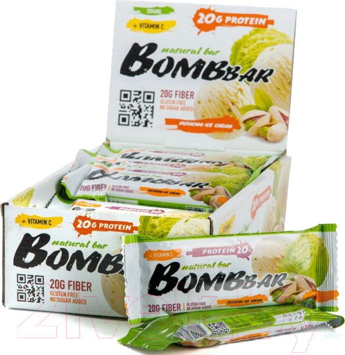 Изображение товара Набор протеиновых батончиков Bombbar Фисташковый пломбир (20x60г)