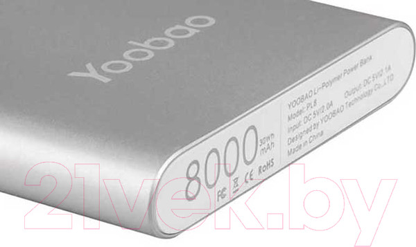 Изображение товара Портативное зарядное устройство Yoobao PL8 (серебристый)