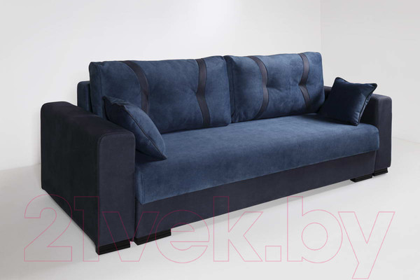Изображение товара Диван KRONES Цезарь (велюр/искуственная замша, синий/черный)