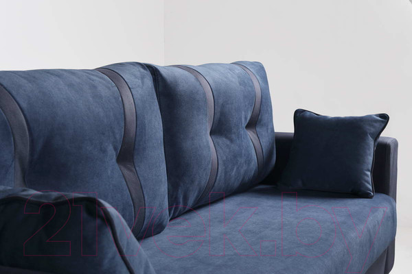 Изображение товара Диван KRONES Цезарь (велюр/искуственная замша, синий/черный)