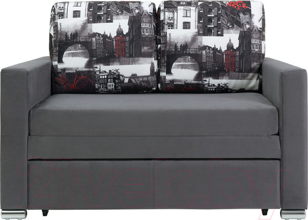 Изображение товара Диван KRONES Афродита выкатной 195x120 (велюр серый/рисунок)