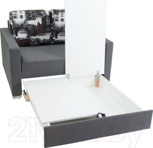 Изображение товара Диван KRONES Афродита выкатной 195x120 (велюр серый/рисунок)