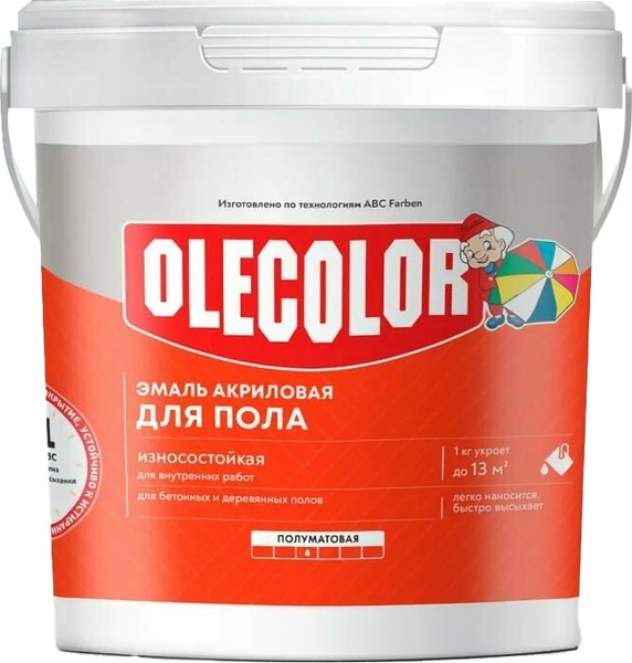 Изображение товара Эмаль Olecolor Для пола акриловая (1кг, серый туман)