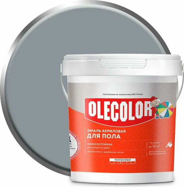 Изображение товара Эмаль Olecolor Для пола акриловая (1кг, серый туман)