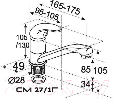 Изображение товара Смеситель Центр Сантехники ПП800201