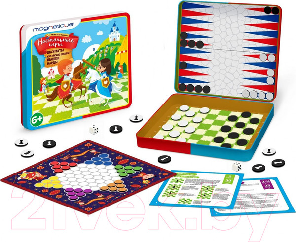 Изображение товара Набор настольных игр Magneticus Шахматы, шашки, китайские шашки, нарды 4 в 1 / BG-003