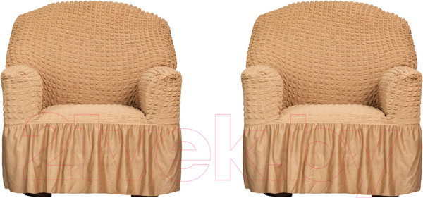 Изображение товара Комплект чехлов Софатэкс Стандарт КПО-5 (с оборкой кофе с молоком)