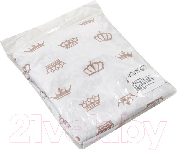 Изображение товара Простыня для малышей Amarobaby Короны / AMARO-5102-KB (кофе)