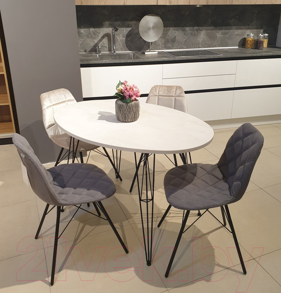 Изображение товара Обеденный стол Sheffilton SHT-TU10/120-80 МДФ (черный муар/бетон кремовый)