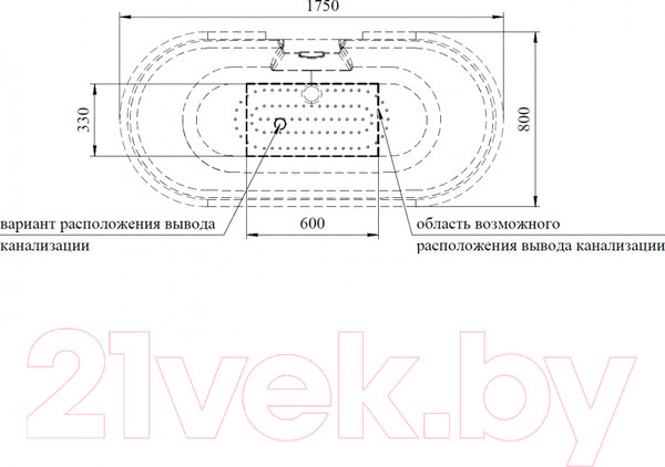Изображение товара Ванна акриловая Radomir Леонесса 1 175x80 / 1-01-2-0-9-138 (с ножками хром)
