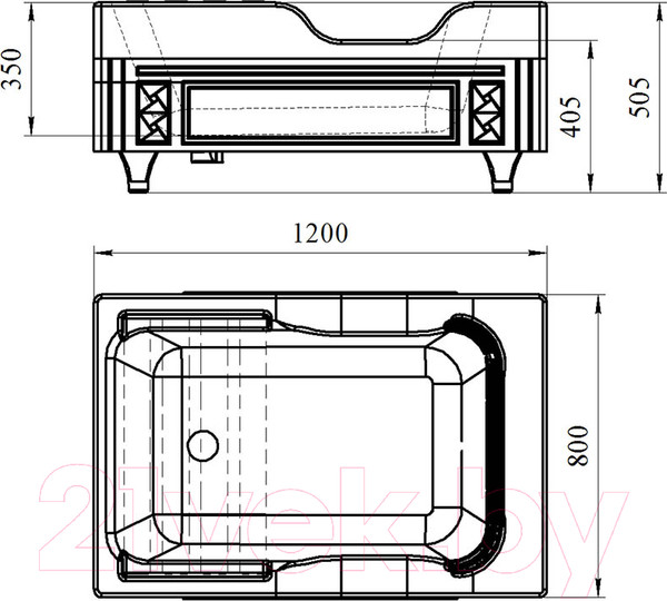 Изображение товара Ванна акриловая Radomir Тахарат 120x80 / 1-01-0-0-1-166
