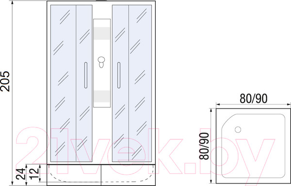 Изображение товара Душевая кабина RIVER Quadro 80/24 МТ Б/К
