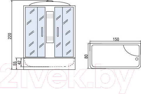 Изображение товара Душевая кабина RIVER Nara 150/80/55 МТ