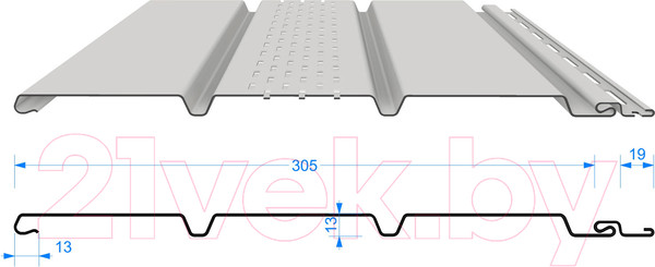 Изображение товара Софит для крыши Docke Lux с центральной перфорацией (миндаль)