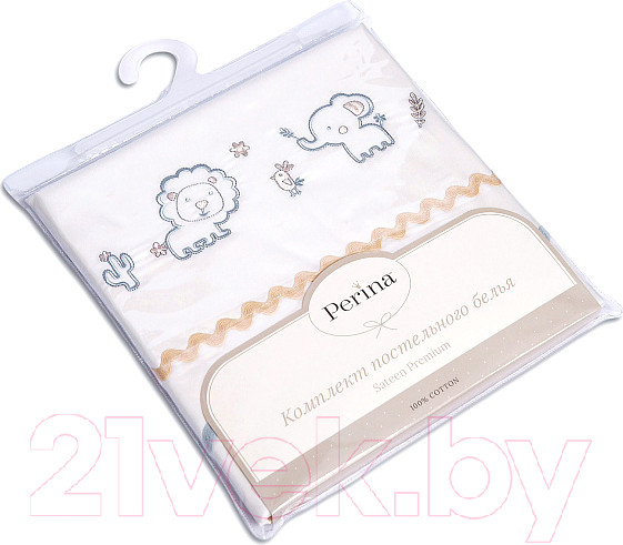 Изображение товара Комплект постельный для малышей Perina Toys. Зверюшки / ТС2.140-02.2 (2 предмета, голубой)