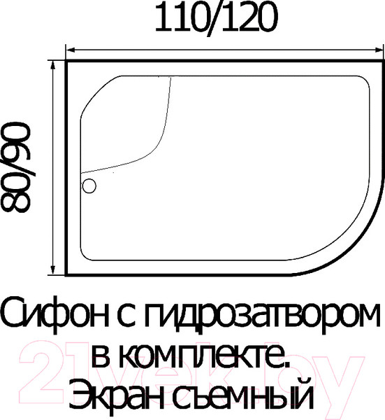 Изображение товара Душевой поддон Wemor 110/80/44 R (асимметричный)