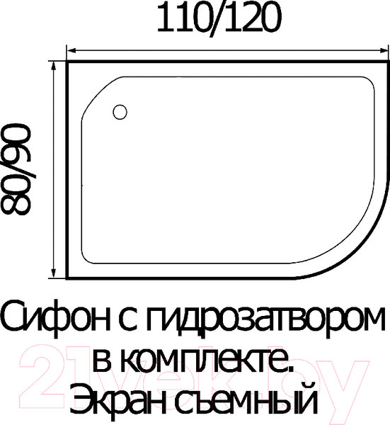 Изображение товара Душевой поддон Wemor 120/80/24 L (асимметричный)