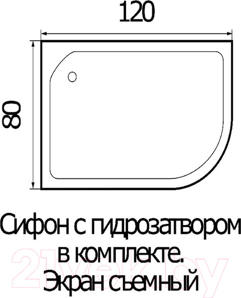 Изображение товара Душевой поддон Wemor 120/80/24 R (асимметричный)