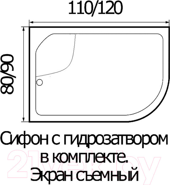 Изображение товара Душевой поддон Wemor 120/80/44 R (асимметричный)