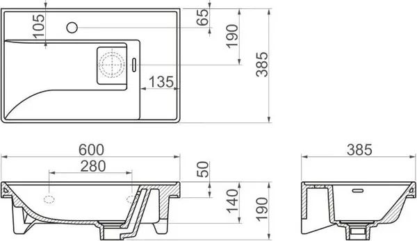 Изображение товара Тумба с умывальником Гамма Р24 ОФ8/1-У 60 (4812044014440)