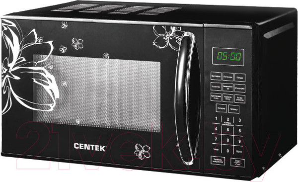 Изображение товара Микроволновая печь Centek CT-1579 (черный/цветы)