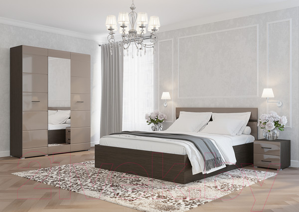 Изображение товара Шкаф Горизонт Мебель Ненси 3х ств. (венге/капучино)