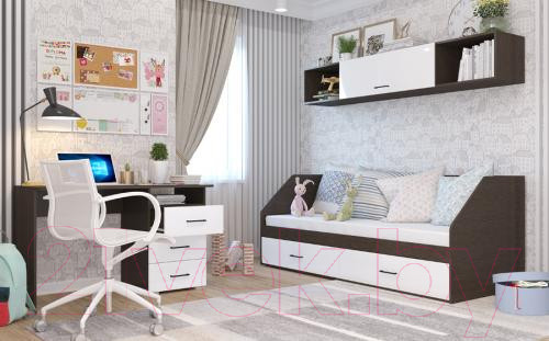 Изображение товара Письменный стол Горизонт Мебель Ненси 1200 3 ящика (венге/белый глянец)