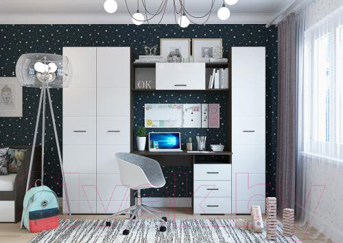 Изображение товара Письменный стол Горизонт Мебель Ненси 1200 3 ящика (венге/белый глянец)