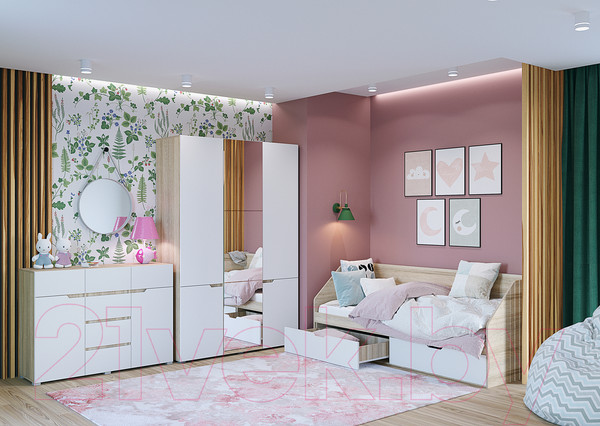 Изображение товара Кровать-тахта Горизонт Мебель Анталия 800 2ящ (дуб сонома/белый софт)