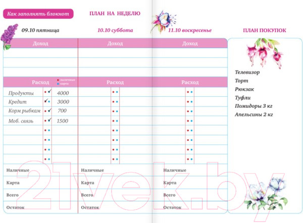 Изображение товара Записная книжка Эксмо Мои доходы и расходы. Умный блокнот / 9785699950973