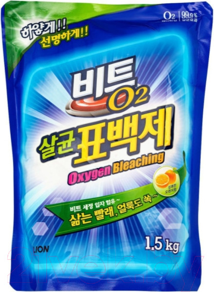 Изображение товара Отбеливатель Lion Beat O2 Кислородный. Мягкая упаковка (1.5кг)