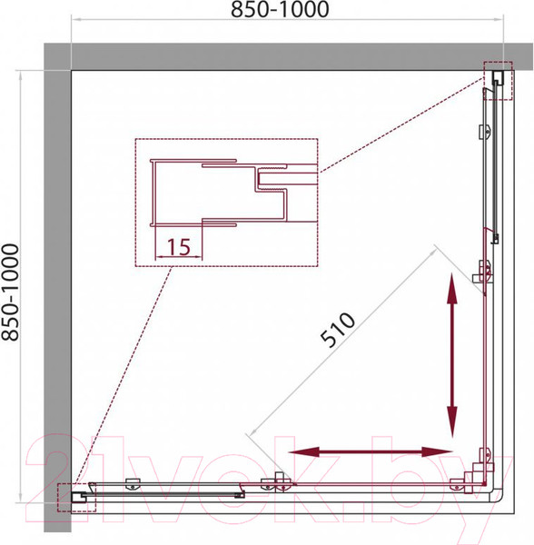 Изображение товара Душевой уголок BelBagno Unique-A-2-85/100-M-Cr