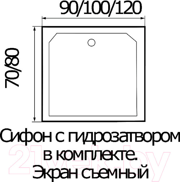Изображение товара Душевой поддон Wemor 100/80/24 S