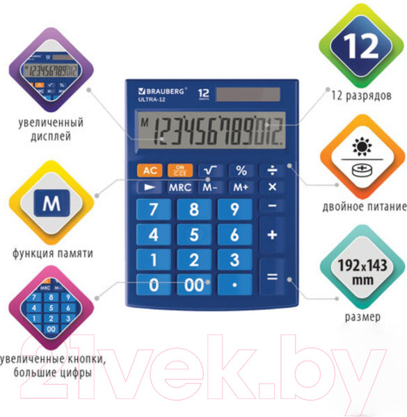 Изображение товара Калькулятор Brauberg ULTRA-12-BU / 250492 (синий)