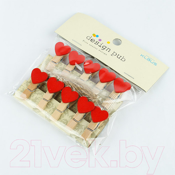 Изображение товара Набор прищепок декоративных Darvish Сердечко / DV-H-646 (10шт)