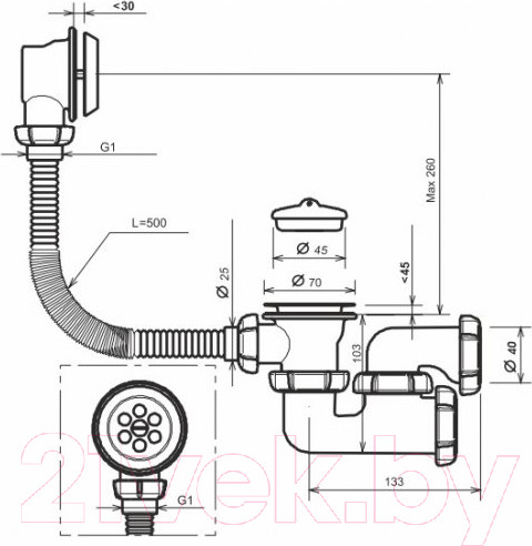 Изображение товара Сифон Aquant V255-25-MR