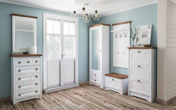 Изображение товара Вешалка для одежды Мебель-Неман Тиволи МН-035-31 (белый текстурный/дуб стирлинг)