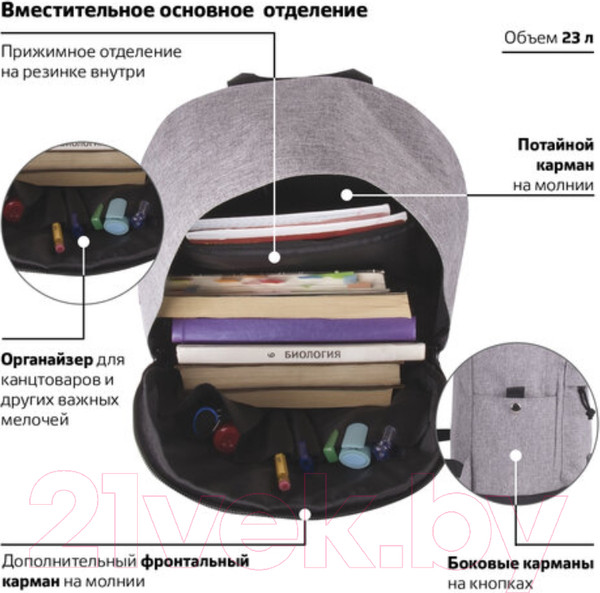 Изображение товара Рюкзак Brauberg Melange / 228842 (серый)