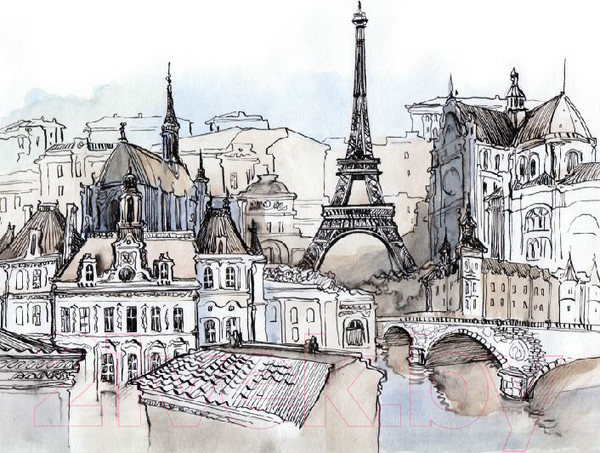 Изображение товара Фотообои листовые Citydecor Акварельный Париж (300x254)