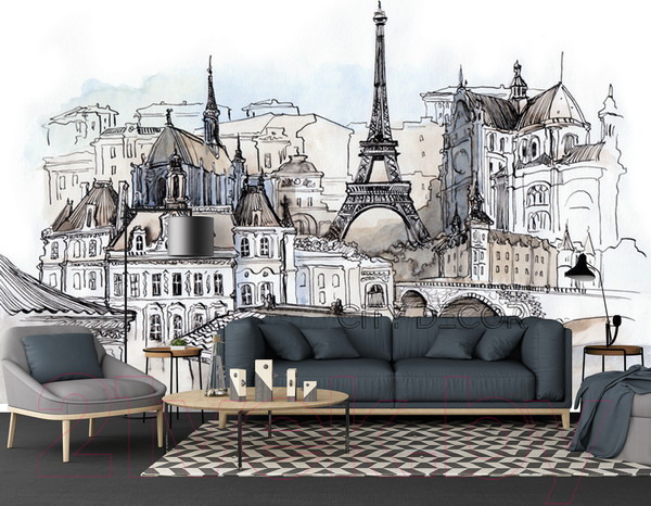 Изображение товара Фотообои листовые Citydecor Акварельный Париж (300x254)