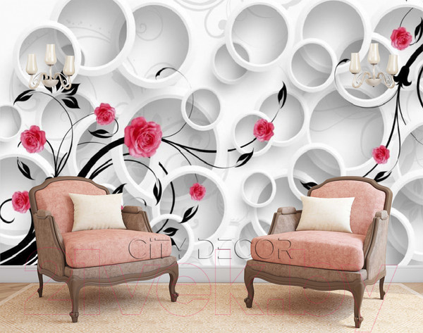 Изображение товара Фотообои листовые Citydecor Цветочный декор 3D (300x254)