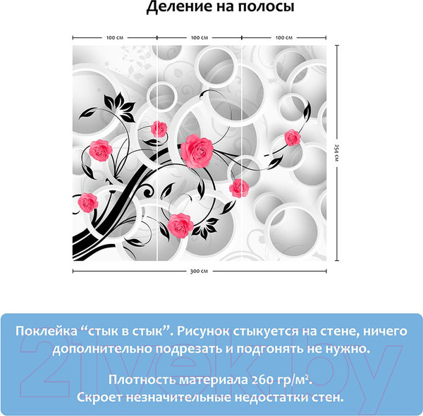 Изображение товара Фотообои листовые Citydecor Цветочный декор 3D (300x254)