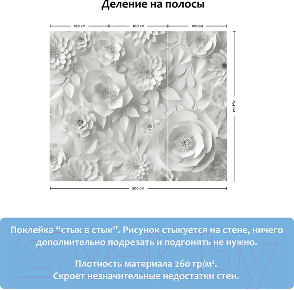 Изображение товара Фотообои листовые Citydecor Цветы модерн 3D (300x254)