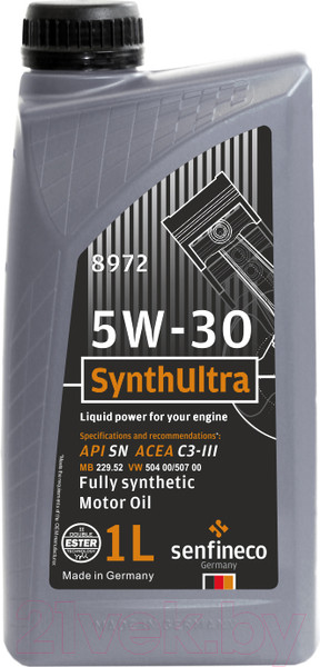 Изображение товара Моторное масло Senfineco SynthUltra 5W30 SN C3-III / 8972 (1л)