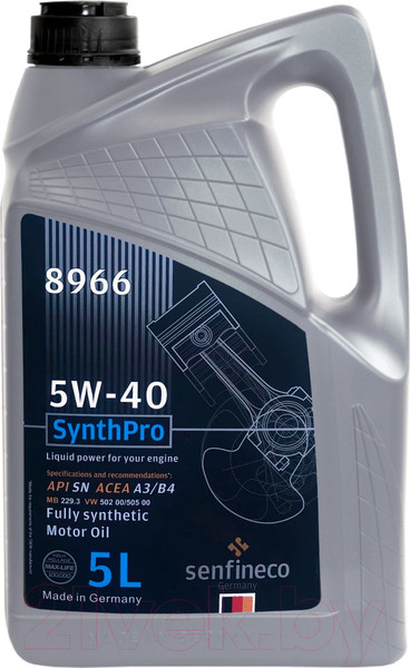 Изображение товара Моторное масло Senfineco SynthPro 5W40 SN A3/B4 / 8966 (5л)