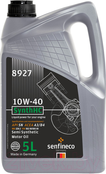 Изображение товара Моторное масло Senfineco SynthHC 10W40 SN A3/B4 / 8927 (5л)
